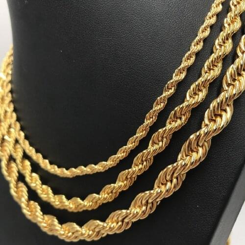 304 Stainless Steel 4MM 6MM 8MM Twist Twist Necklace Gilded Fashion Hip Punk Chain Round Neck Wide Neck Men Women Jewelry
