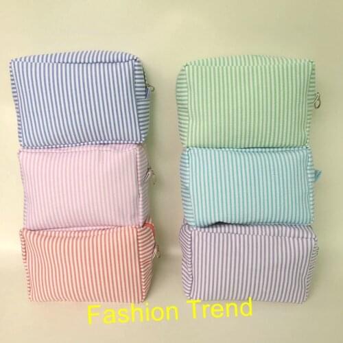 50pcs/lot High quality delicate new seersucker make up bag travel bag casual Cosmetic bag for women wonderful presents