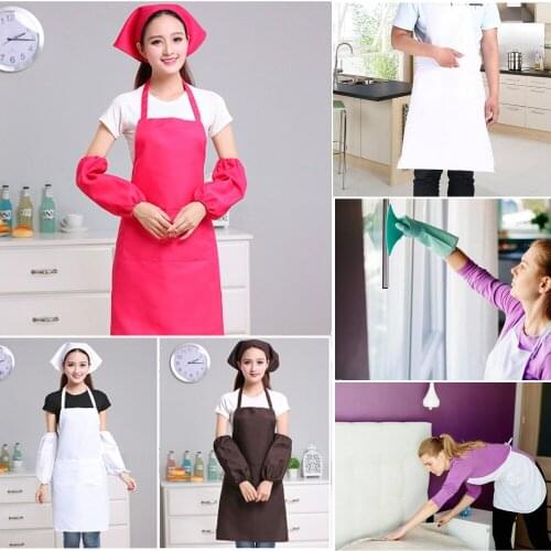 7colors 60*70CM Kitchen Apron New Plain Unisex Cooking Catering Work Apron Tabard with Twin Double Pocket Halterneck Avental