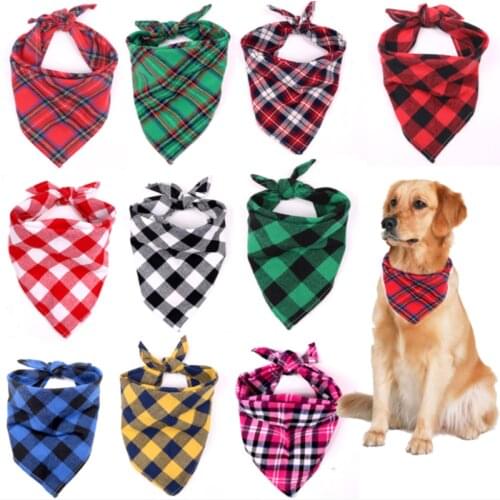 Dog Bandana Bow ties Collar Cotton Washable Dog scarf Plaid Style Dog Accessories for Small Dog Cat Grooming Products
