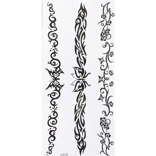 Black Arabic Henne Tattoo Fire Flame Totem Arm Tattoo Sleeve Flash Temporary Tattoo Sticker