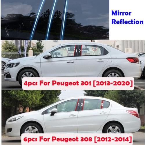 For Peugeot 301 308 408 2008 Glossy PC Window Pillar Rear Triangle Sticker Trim Auto accessories