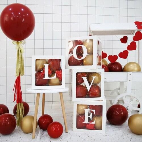 Home Decor 4pcs/set Square Transparent Balloon Boxes Baby Shower Christening Birthday Party Decor Room Decoration