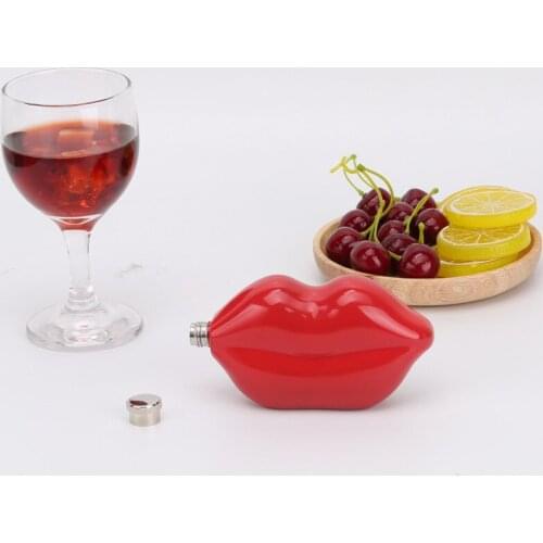 100-200ML Portable Vodka Hip Flask Red Lip Design Flask Bottle Whiskey Bottle Alcohol 304 Stainless Steel Outdoor Jug Wine Tools