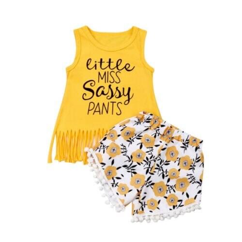 1-6Years Princess Baby Girl Sweet Sassy Tops T-Shirt+Floral Shorts Outfits Set Clothes