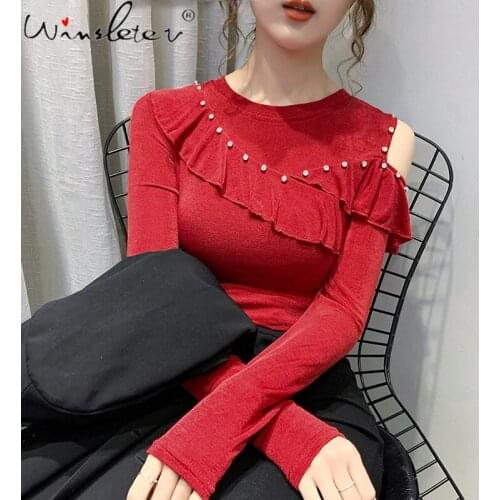 Girls Tshirt Off Shoulder Short Sleeve Solid Ladies Tshirts New Summer Fashion Casual Diamante Trim T Shirts Tops Women T07620B