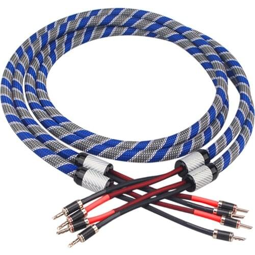 Audiophile Oxygen Free Copper Hifi Audio Speaker Subwoofer Cable with Carbon Fiber Banana Plug