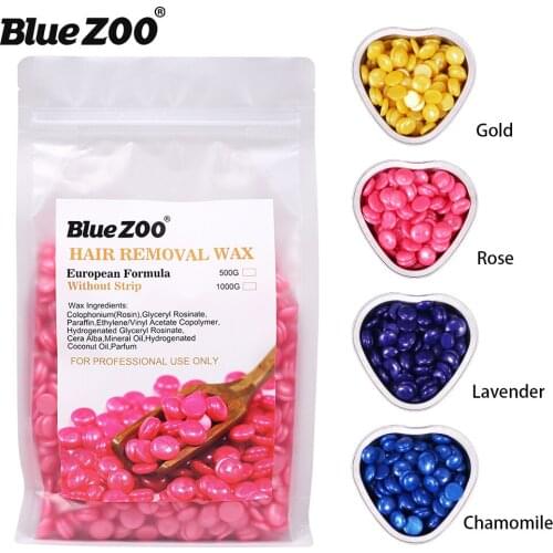 Blue Zoo 500g Depilatory Hard Waxlatory shimmer rose red gold Hair Removal Face shaving Cream Soap wax Beans BZ108