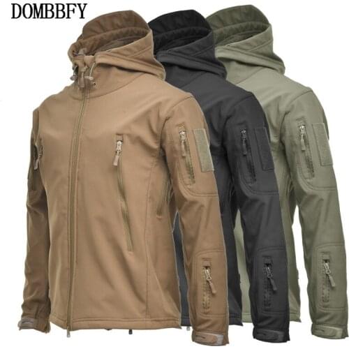 Military Tactical Jacket Men Shark Skin Soft Shell Windproof Waterproof Outwear Hooded Bomber Army Combat Hiking Trekking Coat
