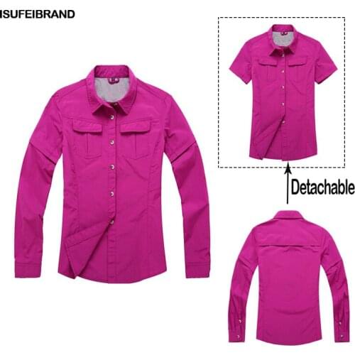 Summer Women Quick-drying Removable Shirts Hiking Outdoor Shirts Fishing Trekking Shirts Thin Clothing