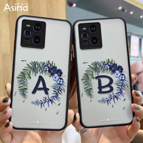 ASINA Matte Transparent Case For OPPO Find X3 Pro Lite Neo X2 Initial Letter Hard PC Flower Cover For OPPO A94 A73 5G Alphabet