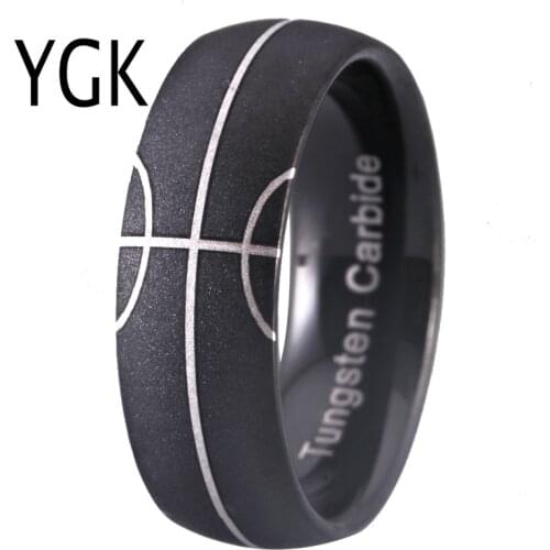 New Arrival Sand Blasted 100% Black Tungsten Basketball Ring Mens Wedding Band Ring Engagement Anniversary Gift Party Jewelry
