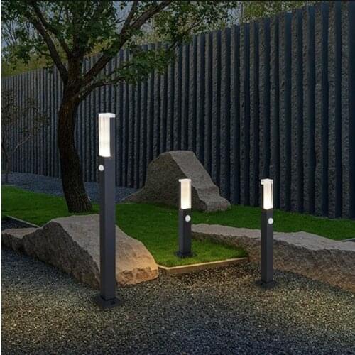 New 12W LED Garden Lawn Lamp Modern Waterproof IP65 Aluminum Motion Sensor Pillar Light Outdoor Courtyard villa landscape light