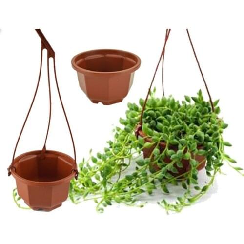 NEW Brown Octagonal Plastic Flower Basket Reusable Plastic Hanging Flower Pot Outdoor Decorative Flow