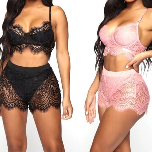 New Lace Sexy Bra Set Push Up Seamless Lingerie Set Women Transparent Bra and High Waist Panties Soft Underwear Set