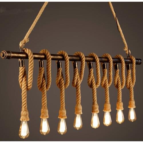 Hemp rope pendant light vintage personality oft bar table water pipe decoration lamp