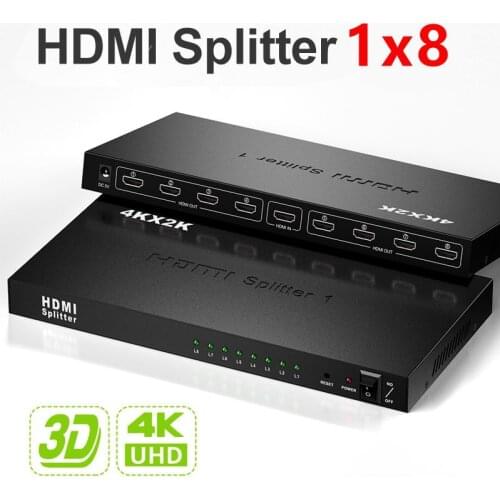 4K 60hz 1x8 HDMI Splitter 1 In 8 Out Supports Full 4K/2K@30Hz 1080P Resolutions Audio Splitter Converter for PC TV MI Box ps5
