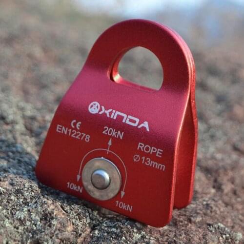 Heavy Duty Aluminum Alloy 20 KN General Purpose Small Mobile Pulley Block For Climbing Rope 13mm Single Wheel Swivel Lifting