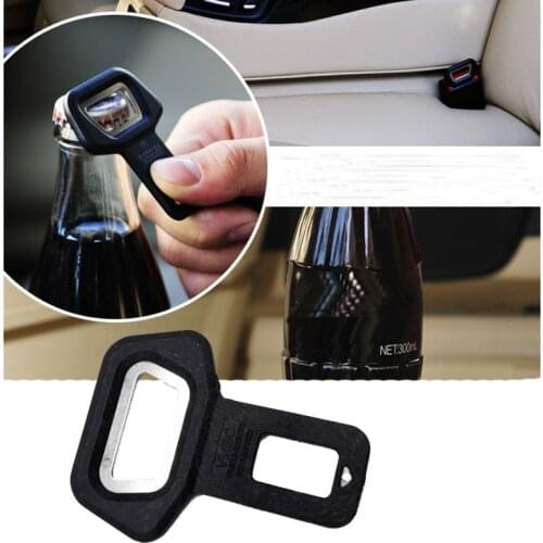 Universal Metal Safety Car Seat Belt Buckles Clip Bottle Opener Vehicle-mounted Bottle Opener Dual-use Car Styling