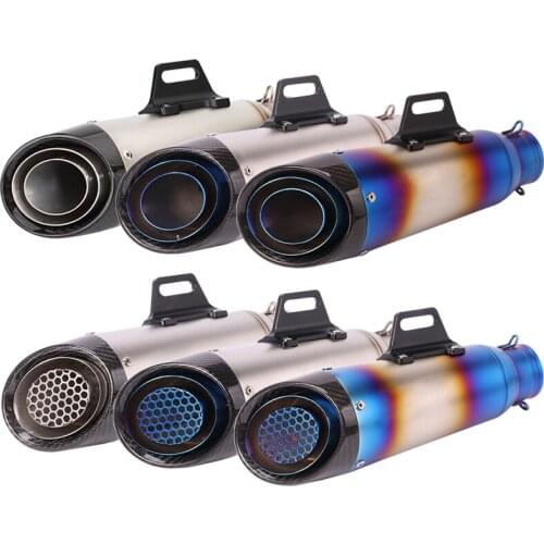 Inlet 51mm 61mm Motorcycle Exhaust Pipe Muffler Motorbike Pitbike Scooters Universal Muffler Exhaust End Pipe Carbon Fiber