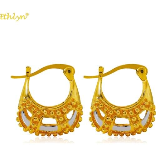 Ethlyn Trendy Gold Color Ethiopian Earrings for Women Eritrea Habesha Africa Hoop Earrings Gift MY100