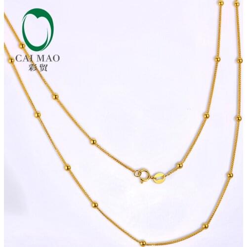 CAIMAO Ladies 18kt Yellow Gold Balls Chain 18inch 45cm Length Wholesales Exquisite Design Fine Jewelry
