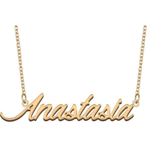 Anastasia Name Necklace for Women Stainless Steel Jewelry 18k Gold Plated Nameplate Pendant Femme Mother Girlfriend Gift