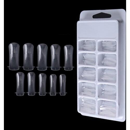 100 Pcs/box Clear Nail Forms Acrylic False Nails Building Mold Tips Nail Dual Forms Finger Extension Nail Tips Clip DIY Manicure