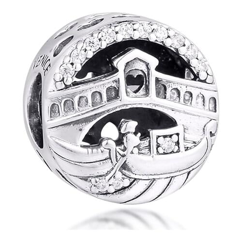 100% Real 925 Sterling Silver Venice Colosseum Openwork Charm Fit Original Pandora Charm Bracelet S925 Beads Silver Jewelry Gift