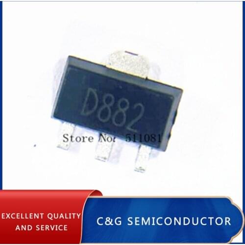 100PCS 2SD882 D882 SMD Transistor 2A high current transistor SOT89