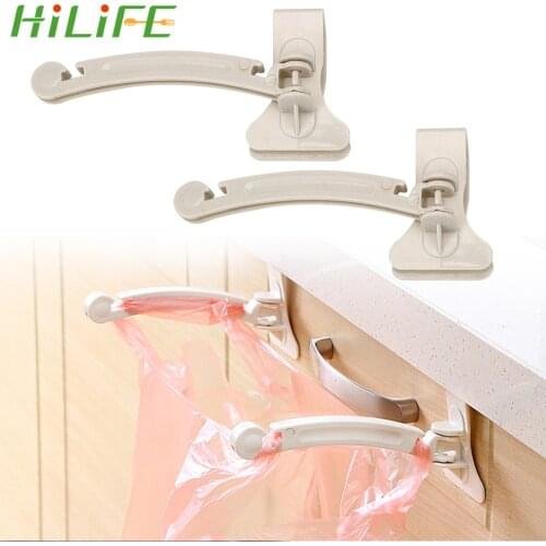 HILIFE 2 Pcs/Pack Plastic Trash Hanger Racks Kitchen Cabinet Garbage Bags Hooks Cupboard Door Hanging Holder For Storage Bag