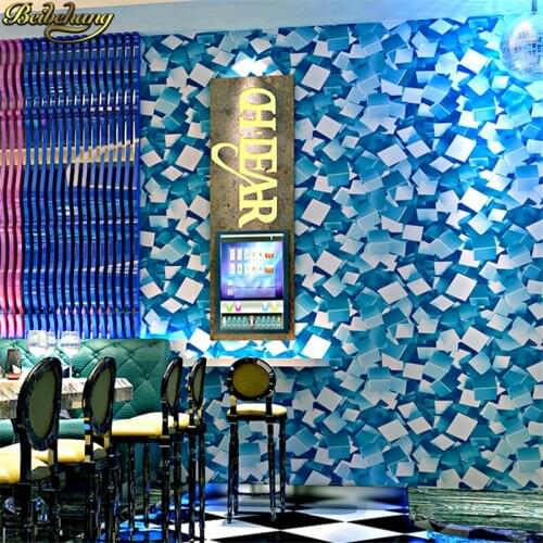 Beibehang KTV wallpaper flash theme box bar 3d three-dimensional personality disco mosaic square grid background papel de parede