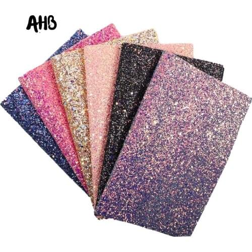 AHB Glitter Synthetic Leather Fabric Chunky Glitter Sheets In Crafts Party Wedding Decoration DIY Hair Bow Leather Materials