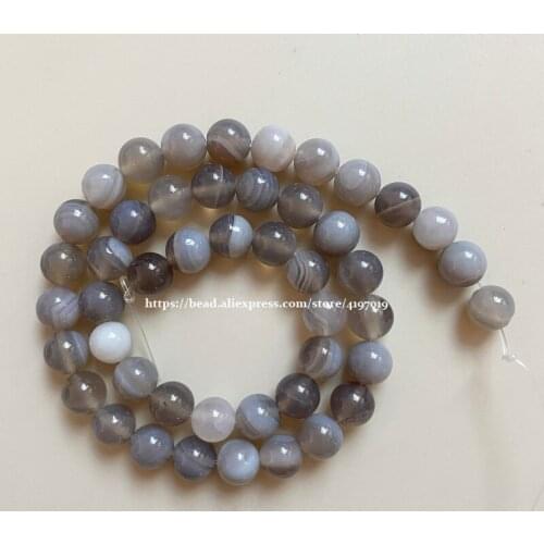 Free Shipping Natural Stone Banded Grey Lace Agates Round Semi-Precious Beads 15" Strand 6 8 10 MM Pick Size For Jewelry