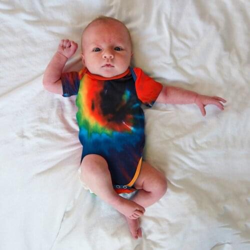 Tie-dyed Rainbow Romper Bodysuit +Headbands Newborn Infant Baby Girls Boys Onesies Clothes Summer Jumpsuit unsisex Outfit