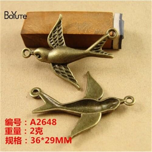 BoYuTe (50 Pieces/Lot) 36*29MM Zinc Alloy Bird Connector Antique Bronze Plated Metal Pendant for Jewelry Findings Components Diy