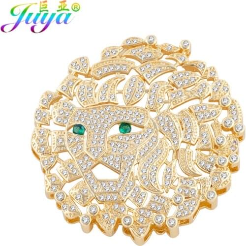 Micro Pave Zircon Animal Lion Head Charm Connector Accessories For Women Handmade Pearls Natural Stones Beadwork Jewelry Making