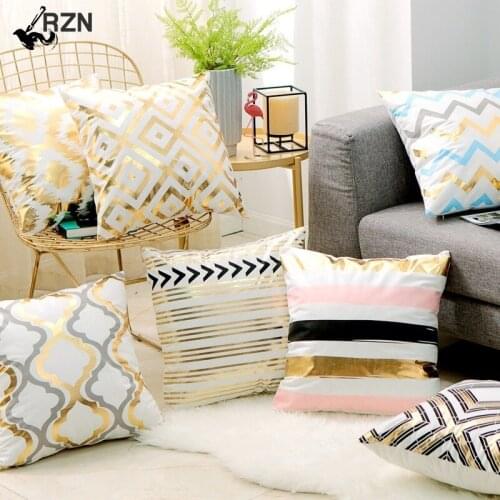 Geometry Bronzing Cushion Cover Cotton Polyester Bohemian Printed Home Decorative Pillows Cover