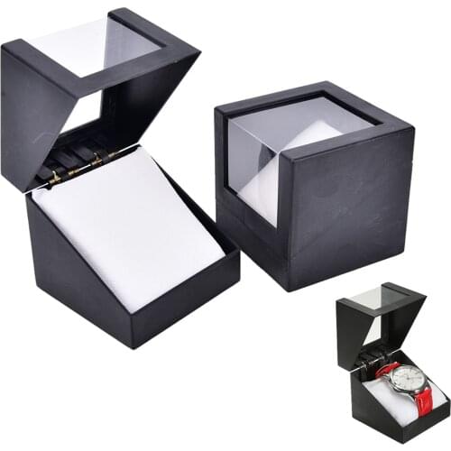 Black Wrist Watch Box 78*78mm Transparent Case Valentines Day Anniversary Gift Plastic Display Storage Holder