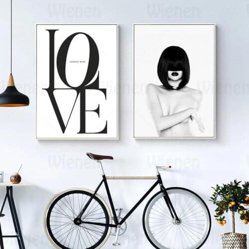 Black & White Fashion Magazine Poster Wall Art Love Letters Sexy Model Picture Home Decor Living Room Bedroom Hanging Mural