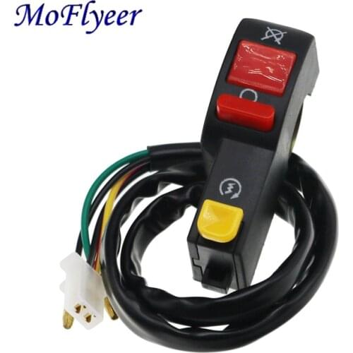 MoFlyeer Motorcycle Handlebar Electric Starter Stop ATV Flameout Switch 4 Wire Connection Horn Light Switches