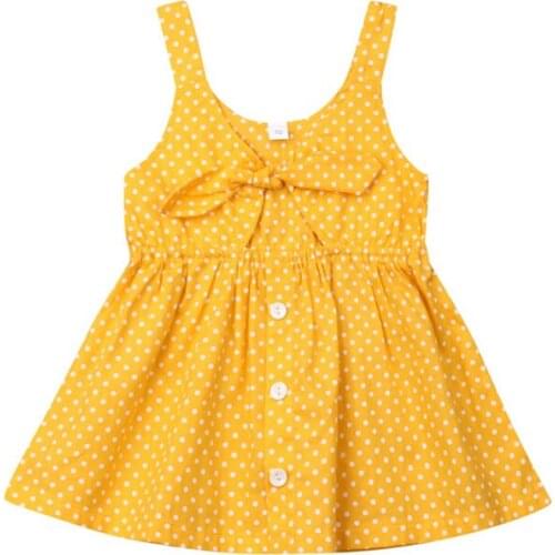 Emmababy Baby Girls Dress Toddler Kids Clothes Christening Party Wedding Outfit Children Dot Tutu Dresses Summer Knot Suit 1-6T