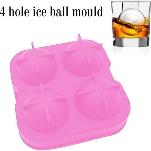 4 Cell Ice Cube Mold Tray Juice Whiskey Cocktails Ice Ball Maker Ice Box DIY Silicone Mold For Party Bar Kitchen Accessories
