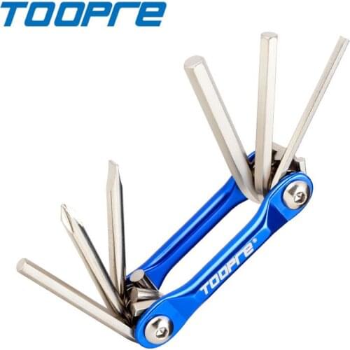 TOOPRE Mountain Bike Light Blue 92g TL-833 6 In 1 Multifunction Tool Iamok Chromium Vanadium Steel Allen Wrench Bicycle Parts