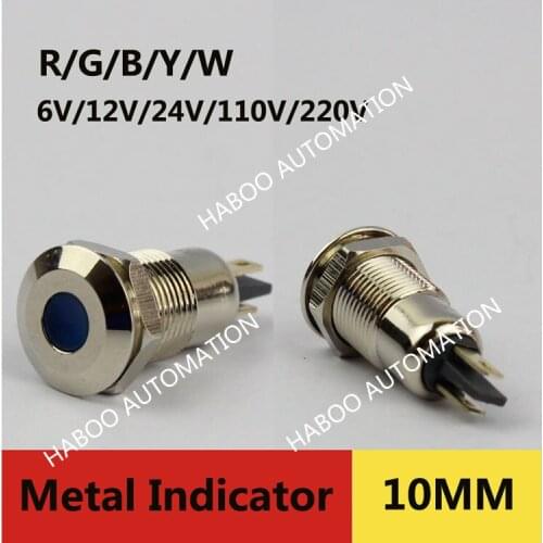 10pcs/lot dia.10mm HABOO water level indicator IP65 mini type signal indicator lamp 6V 12V 24V 110V 220V indicator lighting