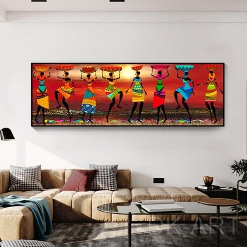African Women Dancing Canvas Painting Etnicos Tribal Art Posters and Prints Wall Pictures for Living Room Home Cuadros Decor