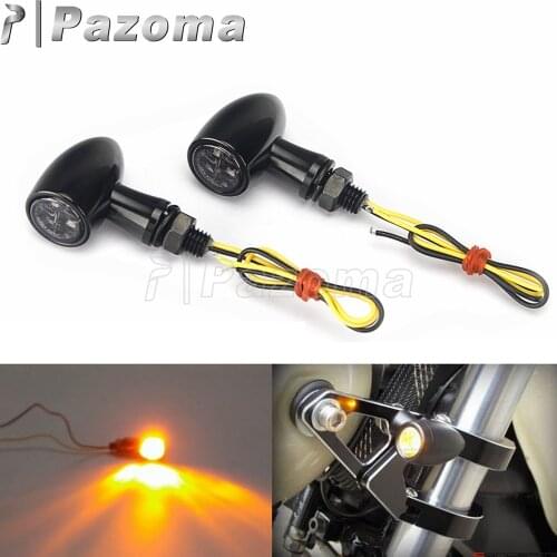 12V 2.7W Motorcycle Amber Turn Signal LED Light Mini Blinker Bullet Indicator Lamp for Harley Chopper Cafe Racer Cruiser Street