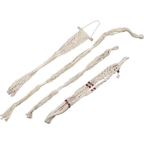Macrame Plant Hangers - 4 Pack, In Different Designs - Handmade Indoor Wall Hanging Planter Plant Holder - Modern Boho Home Deco