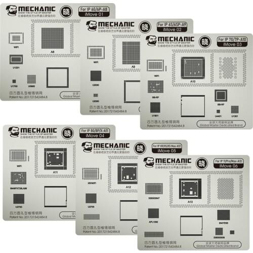 Mechani iMOVE Steel Stencil BGA Stencil Templates for iphone 6-11 pro max Reballing for ic chip handing electronic component