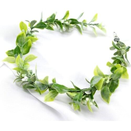 Fashion Girls Bohemia Green Grass Hairband Bracelet Crown Floral Garland Headband Beach Headwear Wedding Ornament